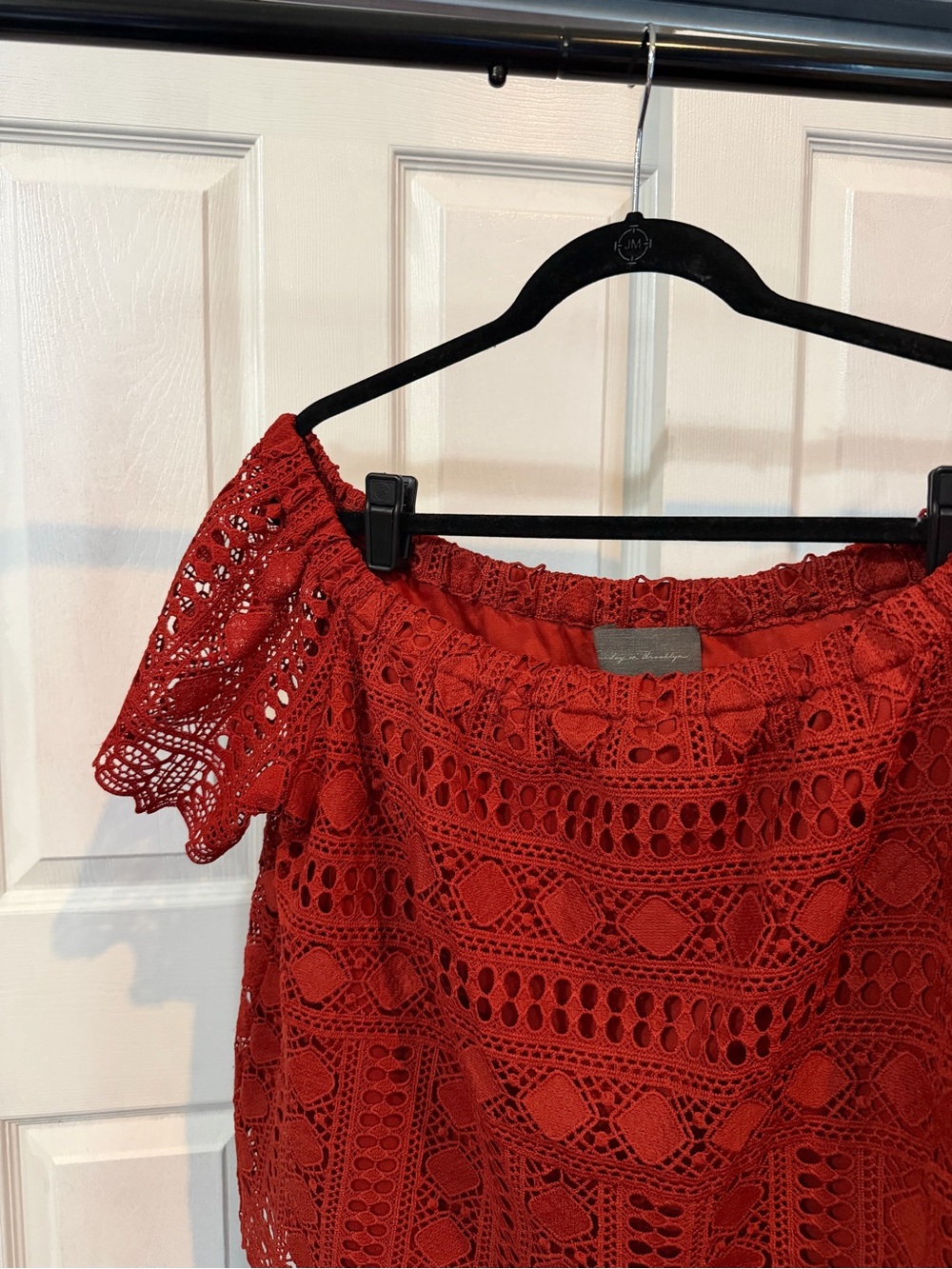 Anthropologie Sundays in Brooklyn Off-Shoulder Tunic Top - Red